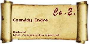Csanády Endre névjegykártya